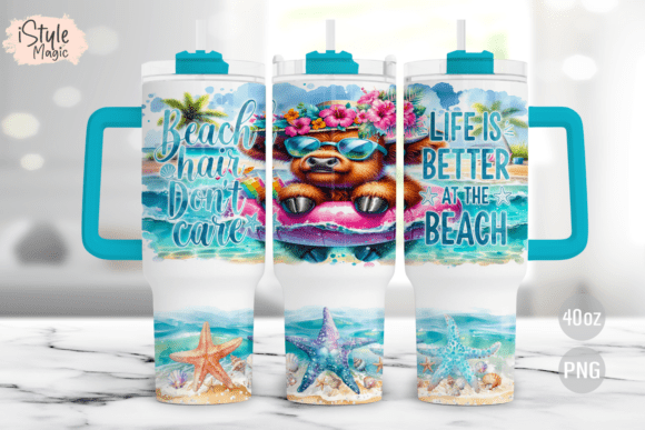 Download Summer Beach Vibes Cow 40oz Tumbler Wrap - Beach vibes Collection