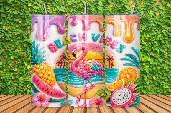 Download Inflated Flamingo Beach Vibes Tumbler - Beach vibes Collection