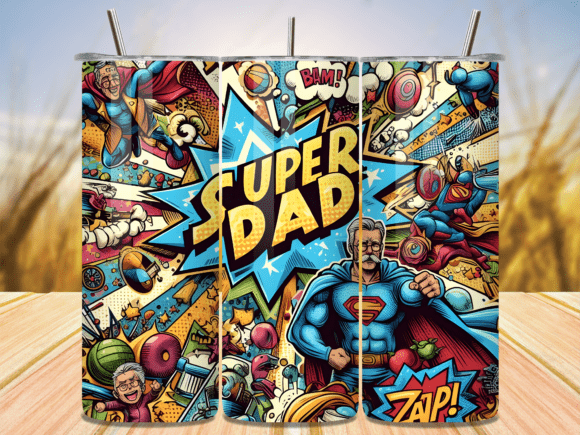 Download Comic Style Super Dad Gift Tumbler Wrap - Dad gift tumbler Collection